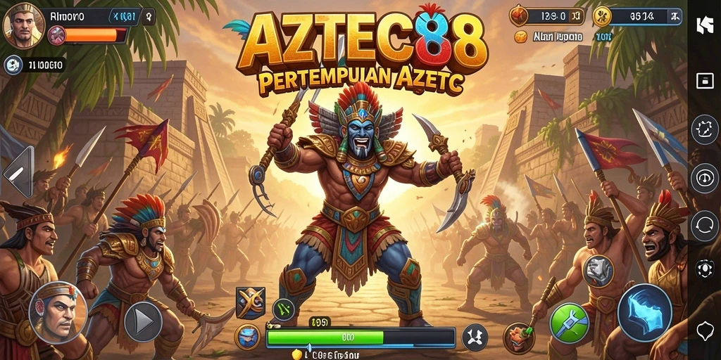 Screenshot action dari gameplay AZTEC88 dalam pertempuran Battle Royale.