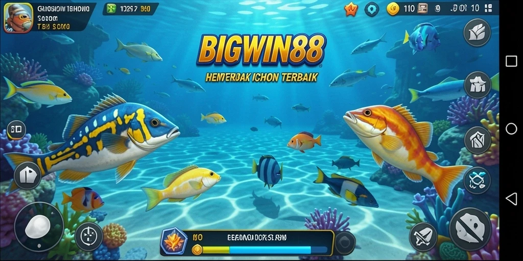 Tangkapan layar gameplay <strong>BIGWIN88</strong> yang menunjukkan aksi menembak ikan.