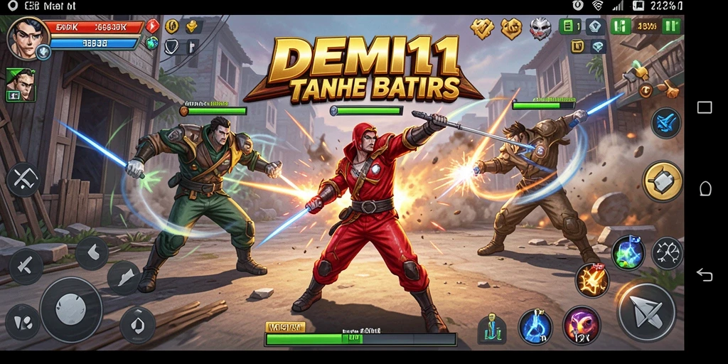 Screenshot gameplay DEMI11 menampilkan pertarungan yang mendebarkan dan aksi keras.