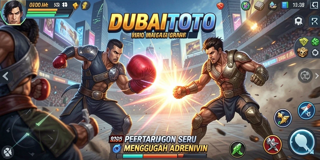 Gameplay DUBAITOTO yang penuh aksi di arena pertarungan.