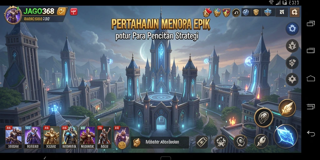 Screenshot utama JAGO368 menampilkan aksi seru dalam gameplay Tower Defense.