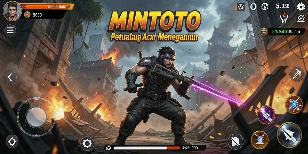 Tangkapan layar MINTOTO yang menunjukkan aksi seru dalam pertempuran.