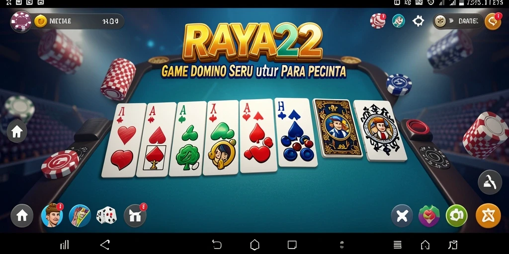 Screenshot RAYA22 menampilkan gameplay Domino yang seru.