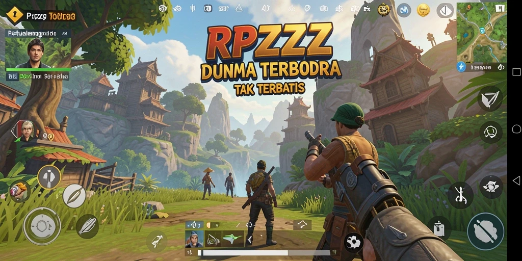 Screenshot gameplay RPZZZ menunjukkan pengalaman petualangan di dunia terbuka.